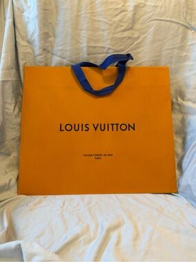 Louis Vuitton Orange Tote with Blue Ribbon Handles